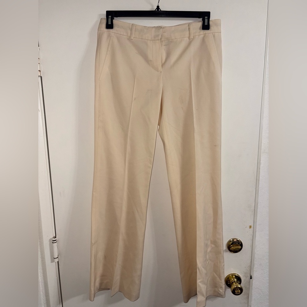 Theory Women’s Ivory Dress Pants Wool Stretch Size 10 New